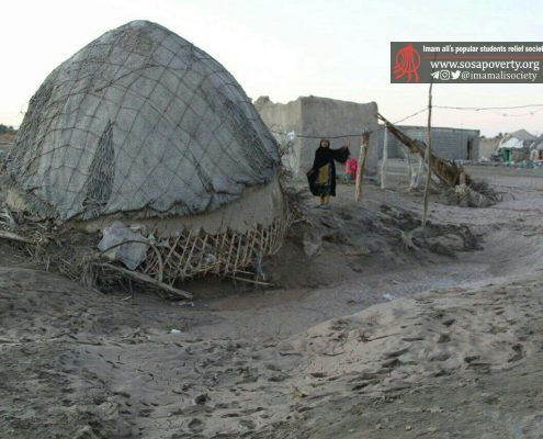 سیل روستای میان‌بازار، از توابع روستای باغباغون، بخش جلگه (چاه هاشم)، شهرستان دلگان